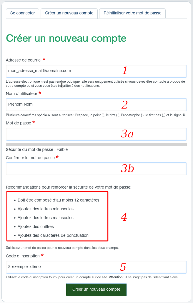 Formulaire d'inscription