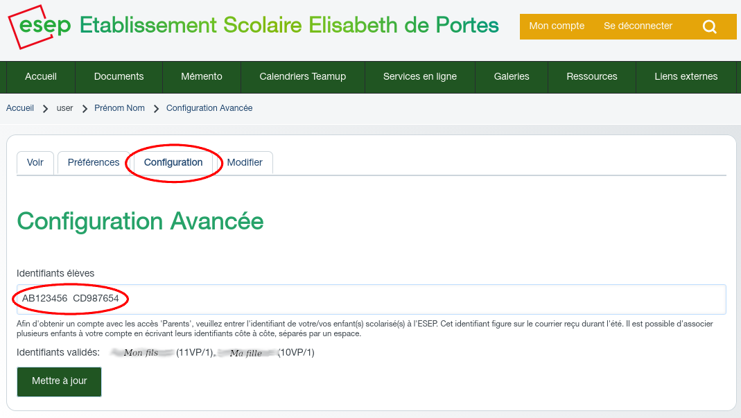 Configuration du compte