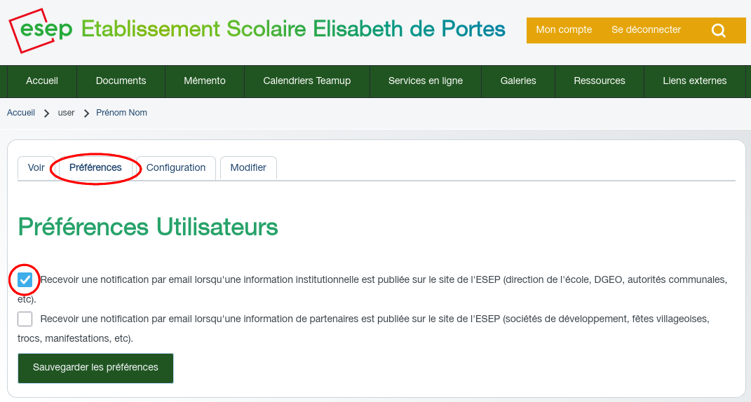 Ajuster les préférences